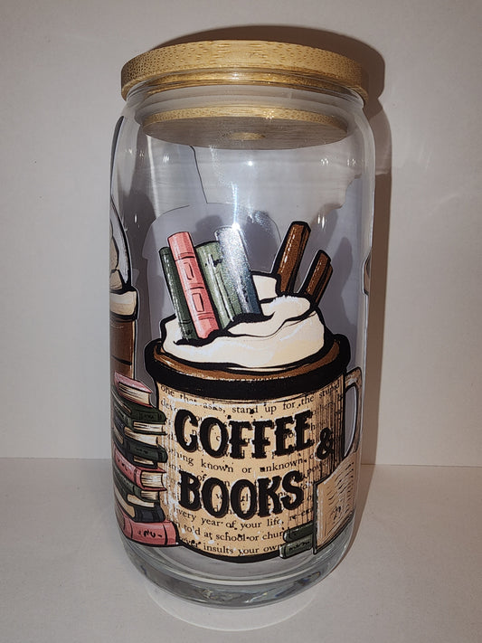 Coffee and books glass