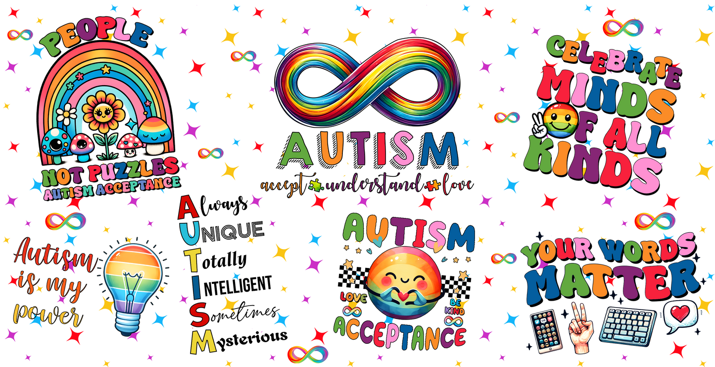 Autism 16oz cup wrap