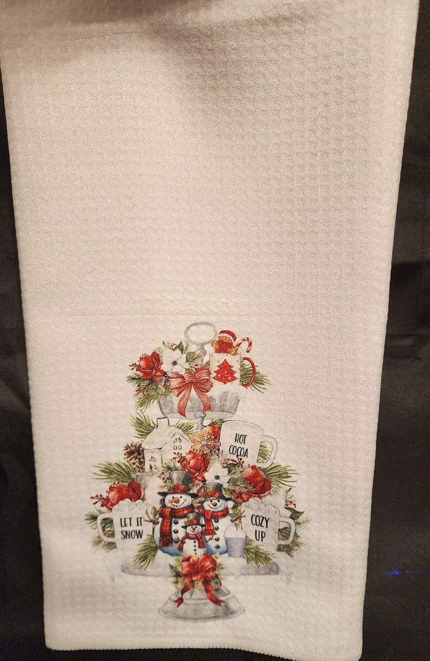 Let it snow Christmas kitchen towel.