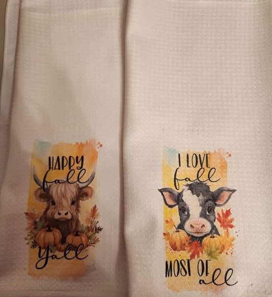 Sublimated cow kitchen towels